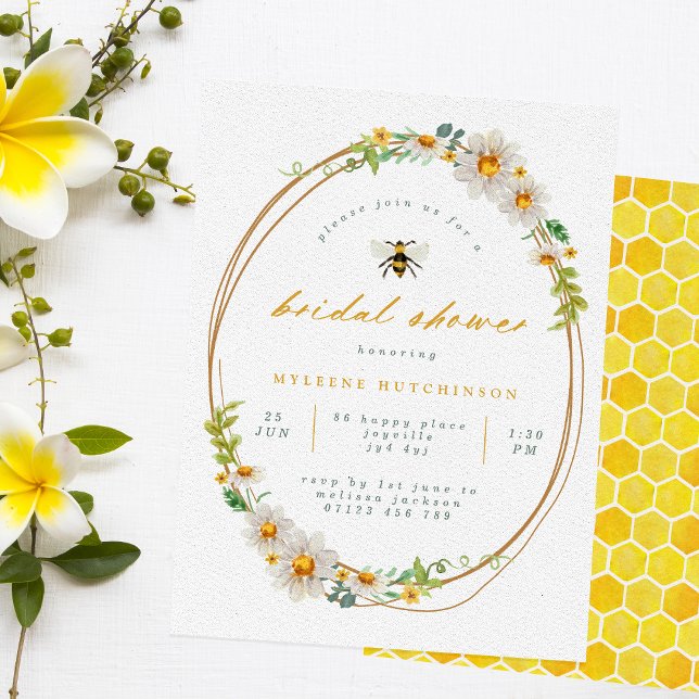 Elegant Bee and Daisies Bridal Shower Invitation (Creator Uploaded)