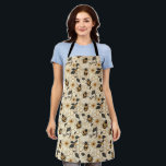 Elegant Bee and Honeycomb Pattern Apron<br><div class="desc">This charming pattern features detailed illustrations of honeybees buzzing amongst delicate cream-colored flowers and classic golden honeycomb cells. The design evokes a sense of nature's beauty and the sweet industry of bees. Perfect for adding a touch of organic elegance, this bee and honeycomb pattern brings the warmth and vibrancy of...</div>