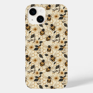 Elegant Bee and Honeycomb Pattern Case-Mate iPhone 14 Case
