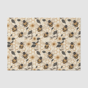 Elegant Bee and Honeycomb Pattern Tissue Paper