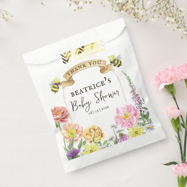 Elegant Bee and Wildflower Baby Shower Thank You Favour Bag (Sealed)