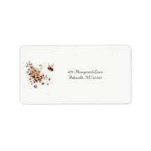 Elegant Bee & Floral Wedding Address Label