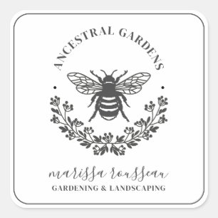 Elegant Bee Laurel Gardener Landscaper Square Sticker