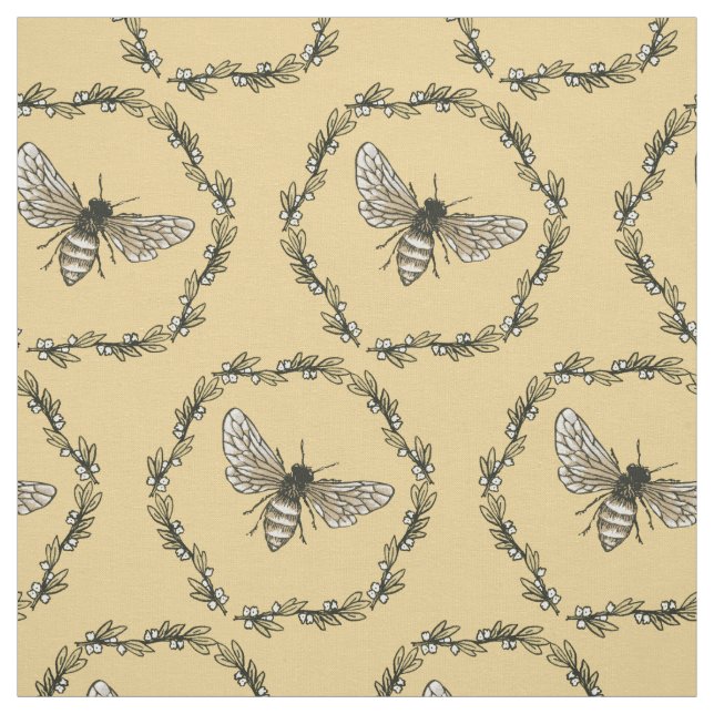 Elegant Bee Print Cotton Fabric (Swatch)