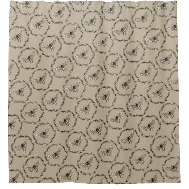 Elegant Bee Print Shower Curtain (Front)