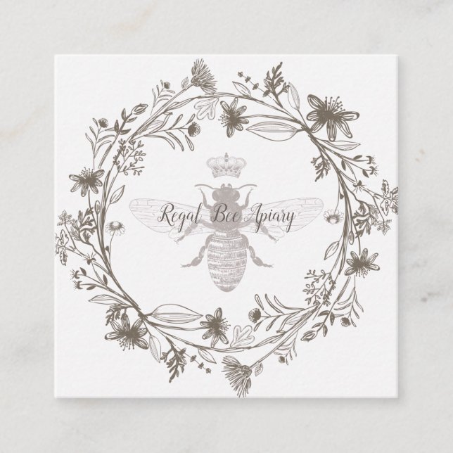 Elegant Beekeeper Beekeeping Honey Apiary Farm Square Business Card (Front)