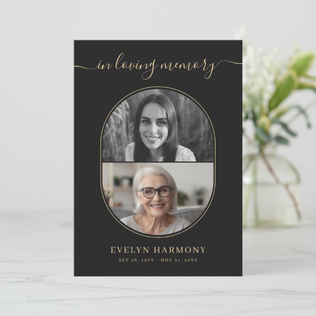 Elegant Before & After Photo Funeral Program (Standing Front)