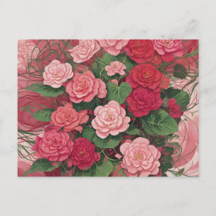 Elegant Begonia Abstract Pink And Red Postcard