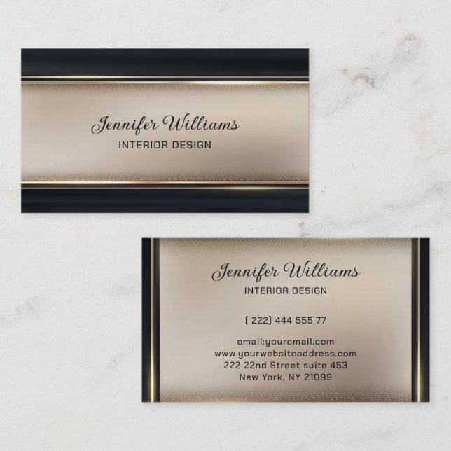 Elegant Beige And Black  Business Card (Front/Back)