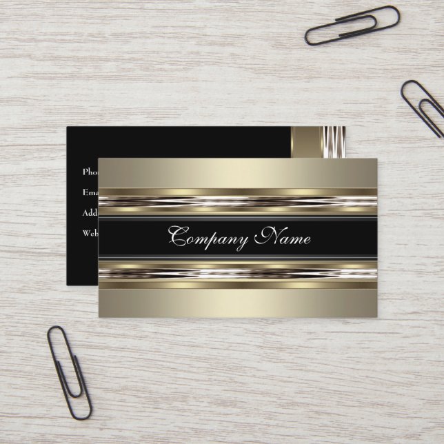 Elegant Beige and Black Business Card (Front/Back In Situ)