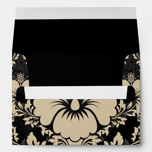 Elegant beige and black damask Christmas elegant Envelope (Back (Bottom))