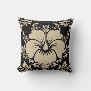 Elegant beige and black damask elegant throw pillo cushion