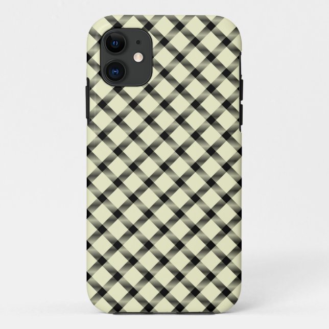 Elegant Beige And Black Tartan Case-Mate iPhone Case (Back)
