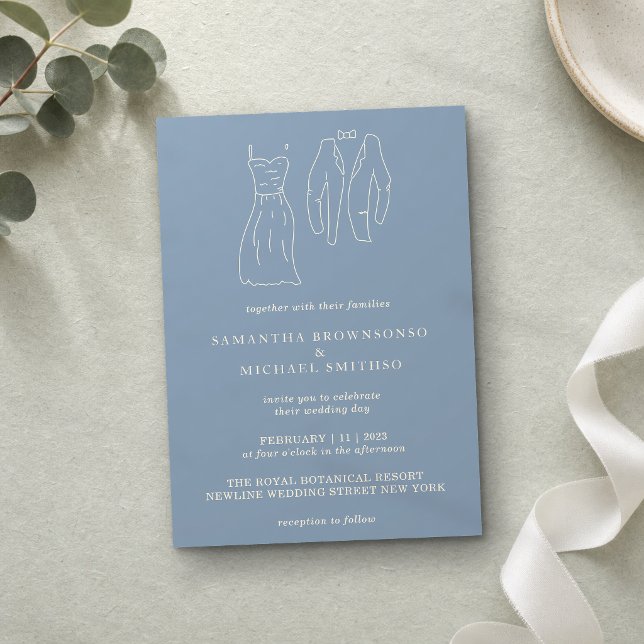 Elegant Beige and Blue Hand-drawn Illustrations Invitation (Creator Uploaded)