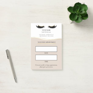 Elegant beige and gold Lash appointment Post-it Notes