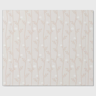 Elegant Beige and White Botanical Vine Wrapping Paper