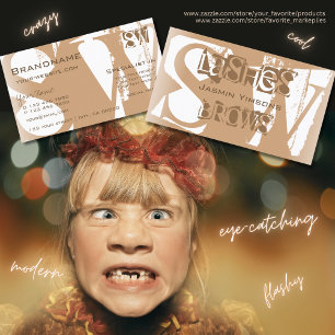 Elegant Beige and White Chic with Initials Stylish Business Card