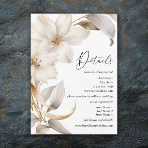 Elegant Beige and White Watercolor Floral Wedding Enclosure Card