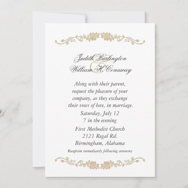 Elegant Beige and White Wedding Invitation (Front)