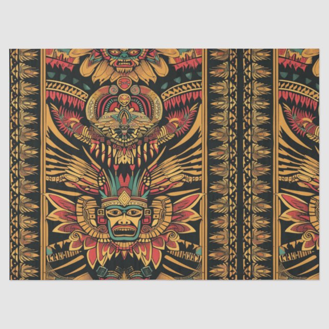 Elegant Beige "Aztec Dream" Wrapping Tissue Paper (Front)