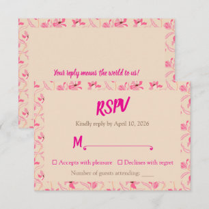 Elegant Beige & Blush Pink Floral Wedding 2.0 RSVP Card