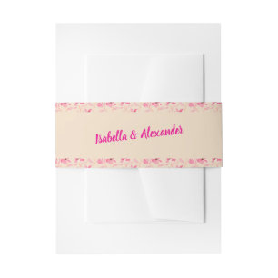 Elegant Beige & Blush Pink Floral Wedding Invitation Belly Band