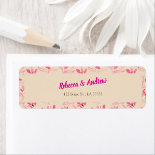 Elegant Beige & Blush Pink Floral Wedding Return Address Label