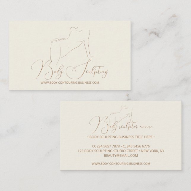Elegant Beige Body sculpting contouring spa Business Card (Front/Back)