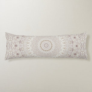 Elegant Beige Boho Medallion Design Body Cushion
