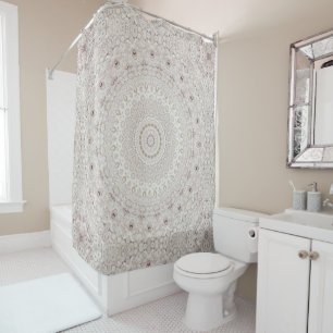 Elegant Beige Boho Medallion Design Shower Curtain