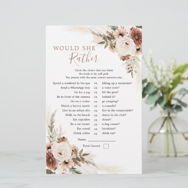 Elegant Beige Boho Pampas Grass Would She Rather (Standing Front)