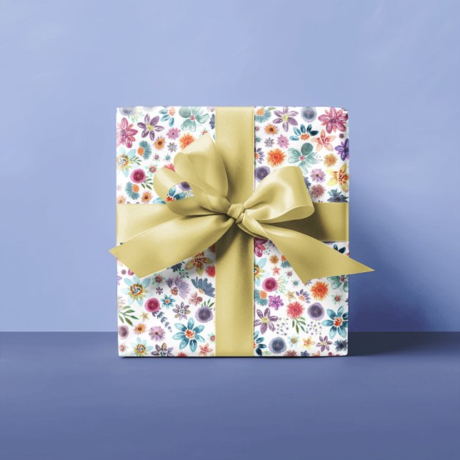 Elegant Beige Botanical Floral Wildflower Garden Wrapping Paper (Creator Uploaded)