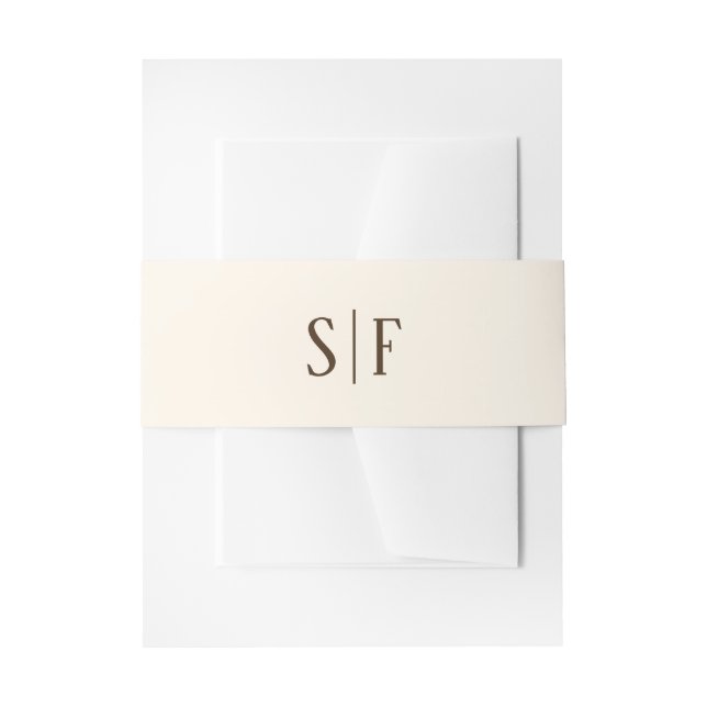 Elegant Beige Brown Monogram Invitation Belly Band (Front Example)