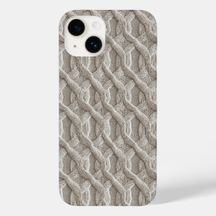 Elegant Beige Cable Knit Pattern Case-Mate iPhone 14 Case