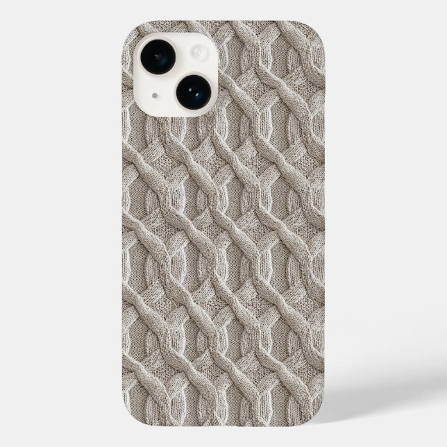 Elegant Beige Cable Knit Pattern  Case-Mate iPhone Case (Back)