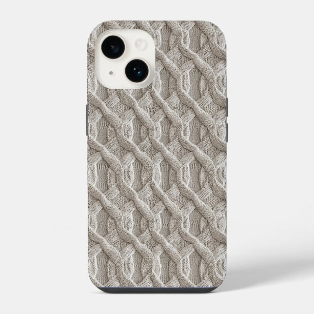 Elegant Beige Cable Knit Pattern  iPhone Case (Back)
