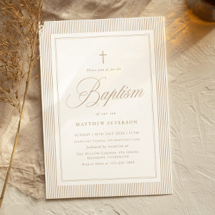 Elegant Beige Calligraphy Baptism Invitation