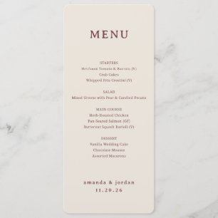 Elegant Beige Calligraphy Menu