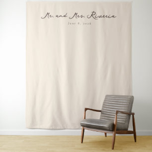 Elegant Beige Calligraphy Tapestry
