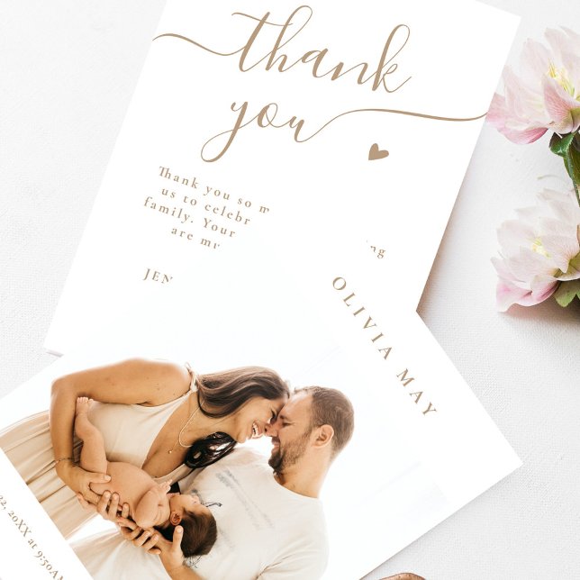 Elegant Beige Calligraphy Thank You Baby Shower (Creator Uploaded)