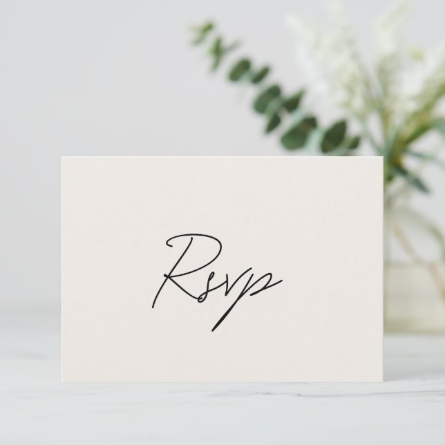 Elegant Beige Classic Wedding RSVP Card (Standing Front)
