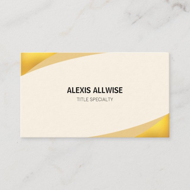 Elegant Beige Cream and Golden Business Card (Front)