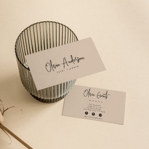 Elegant Beige Cream Minimalist Boho Chic Modern  Business Card