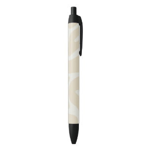 Elegant Beige Cream Simple Organic Pattern Black Ink Pen