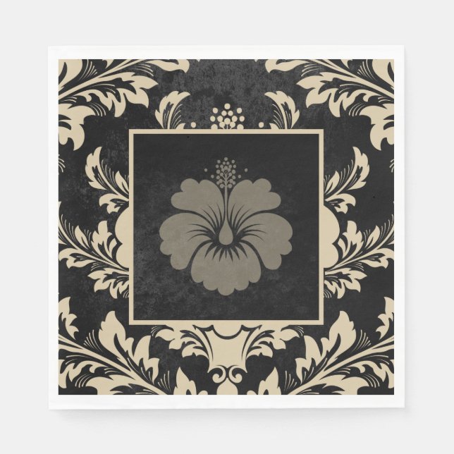 Elegant beige damask Christmas custom Paper  Napkin (Front)