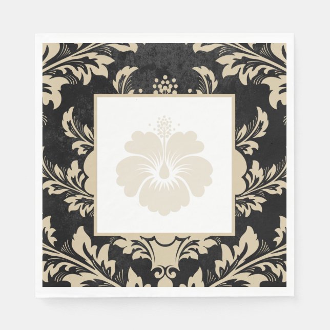 Elegant beige damask Christmas custom Paper  Napkin (Front)