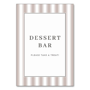 Elegant Beige Dessert Bar Sign Table Number