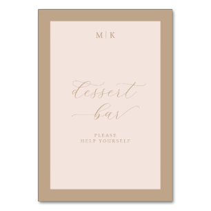 Elegant Beige Dessert Bar Sign Table Number