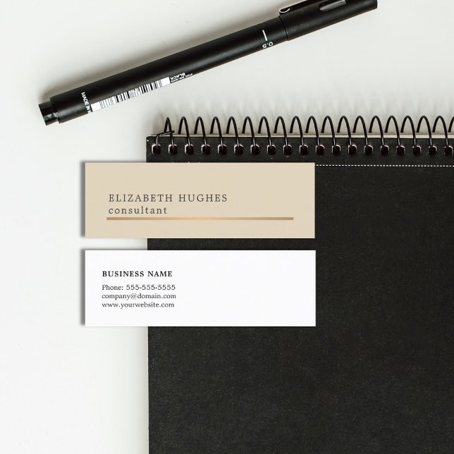 Elegant Beige Faux Gold Line Consultant Mini Business Card (Creator Uploaded)