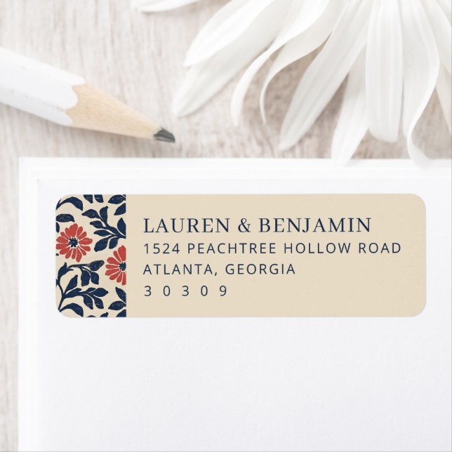 Elegant Beige Floral Borders Return Address Label (Insitu)